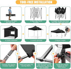 COBIZI 10x10 Pop Up Canopy Tent with Awning,Heavy Duty Canopy UPF 50+ All Season Wind Waterproof Commercial Outdoor Street Vendors Party Tents for Parties Canopy with Carry Bag(10 x 10 ft Black)
