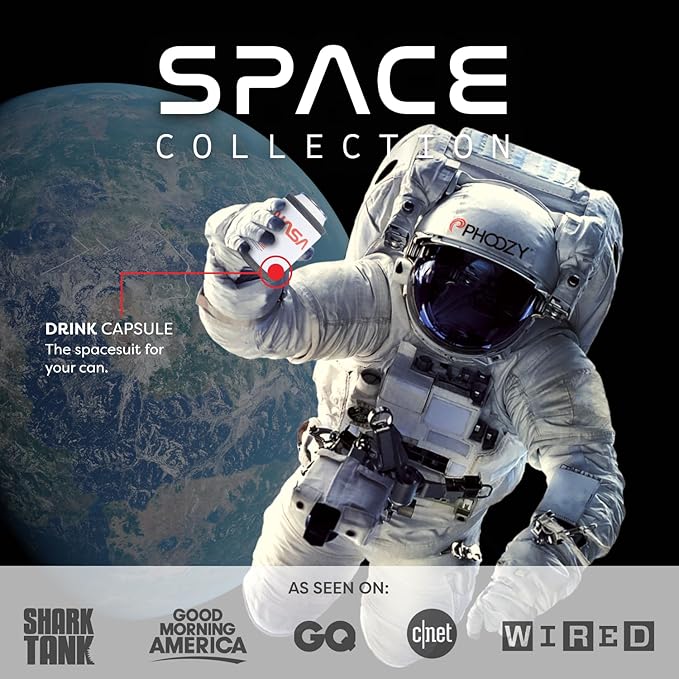 PHOOZY Insulated Can Cooler for 12oz Cans with NASA-Inspired Technology - Patented Koozie That Keeps Drinks Cold 10x Longer - Lightweight Beer Koozie for Outdoor Adventures - Space White