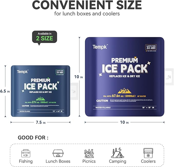 8 Packs Reusable Ice Packs for Cooler - Long Lasting Cold Freezer Packs for Coolers and Lunch Boxes Z1