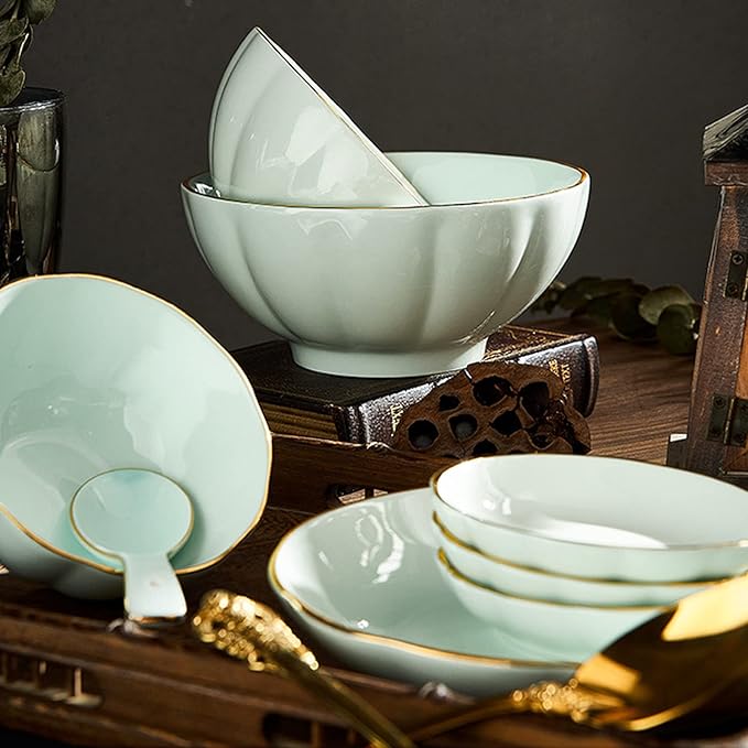 Bone China Dinner Sets Nordic Creative Phnom Penh Combination Ceramic Tableware Suit Suitable for Gifts Wedding Hotel 56 Piece