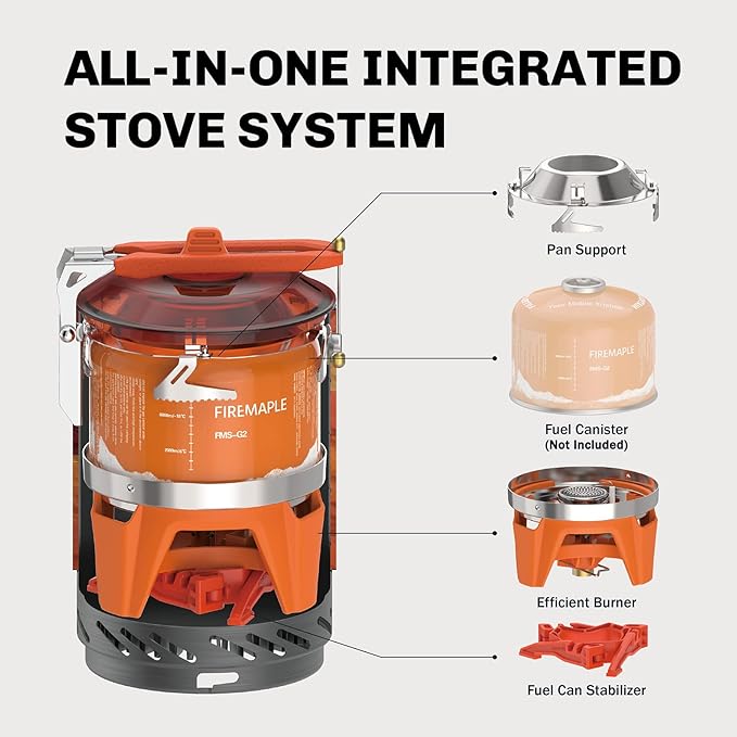 Fire-Maple Fixed Star X2 Backpacking and Camping Stove System Outdoor Propane Camp Cooking Gear Portable Pot Jet Burner Set Ideal for Hiking, Trekking, Fishing, Hunting Trips and Emergency Use