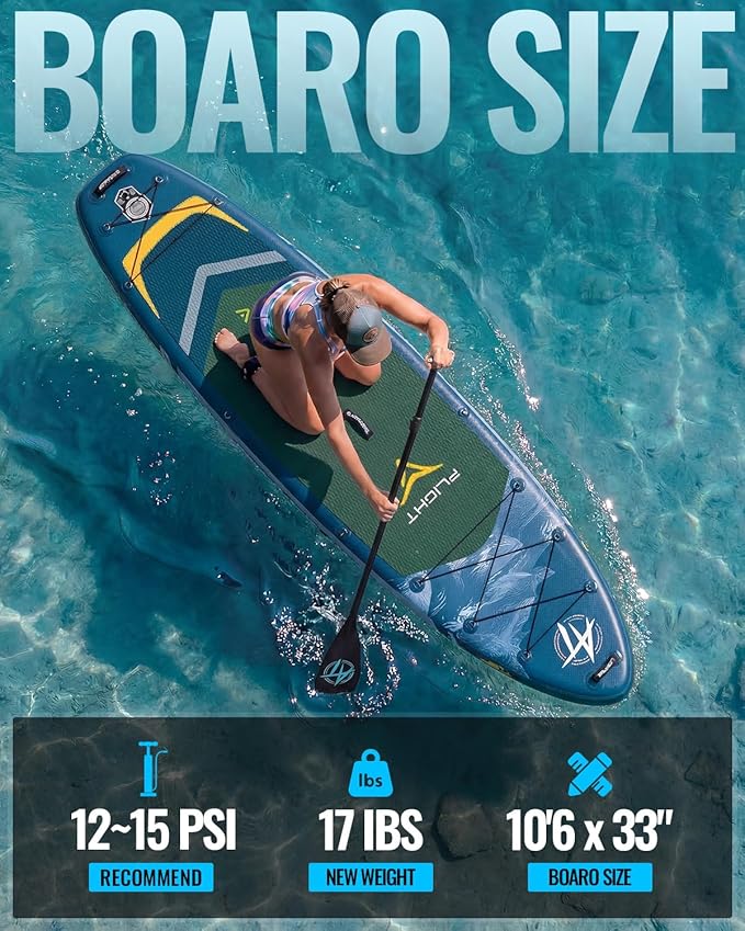 10'6''x33''Inflatable Stand Up Paddle Board, 400lbs Extra Wide Blow Up Paddle Board with Kayak Seat, Premium SUP Accessories Kit & Backpack, Non-Slip Stable Deck Boat for Yoga Fishing Surf