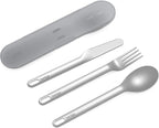 Bentgo Stainless Travel Utensil Set - Reusable 3-Piece Silverware Set with Carrying Case, High-Grade Premium Steel, BPA-Free Case, Eco-Friendly - Ideal for Travel, Camping, and Office Use (Gray)