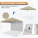EAGLE PEAK Commercial Canopy 10x10 Pop Up Canopy Tent with 1 Sidewall, Easy Setup Heavy Duty Instant Event Shelter for Vendors & Markets, Outdoor Sun Shade, Light Beige
