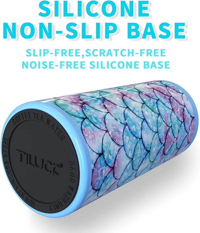TILUCK Skinny Can Cooler for Slim Beer & Hard Seltzer, Stainless Steel, Doucle-Walled Stainless Steel Insulated Slim Cans, Standard 12 oz (Fish Scales-NEW)