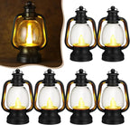 Ferraycle 6 Pcs Mini Lantern Decor 4 Inch Western Lantern Table Centerpiece Small Vintage Camping Hanging Lamp Ornaments Bulk for Cowboy Cowgirl Wedding Halloween Christmas (6 Inch,Black)