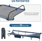 TIMBER RIDGE 20-Second Quick Set-Up Camping Cot, Lightweight Aluminum Folding Cot with Zipper Closure, Portable Carry Bag Included for Camping, Travel and Outdoors, Support up to 225lbs, Blue