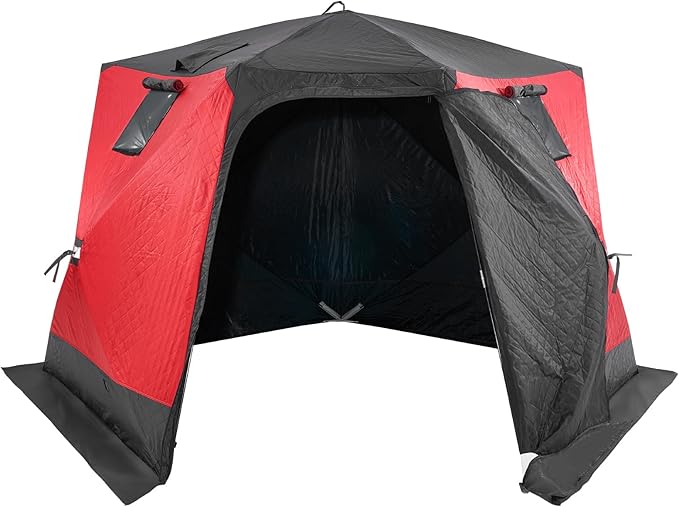 VEVOR Portable Pop-Up Tent, 1-8 Person Insulated Shelter, Large Fishing Area, Hub-Style Shanty for Winter Fishing, Waterproof Oxford Ice Cube with Anchors/Ropes/Carrying Bag