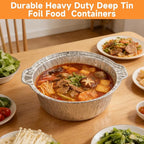 JMIATRY 12 Pack Disposable Aluminum Pot with Lid 120OZ Disposable Pots And Pans Round Aluminum Foil Dutch Oven Liners Disposable Cookware For Camping, Vacation Trip, Picnic, Restaurant (3.8QT)