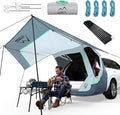 SUV Tailgate Tent with Poles &Three Sides Awning Shade & Transmittance Mosquito Net, Hatchback Camping Sunproof Car Tenting, Universal SUV Windproof Camping Gear Tent Outdoor Travel