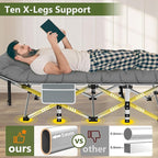 Slendor Camping Cot, Folding Camping Cots for Adults, Portable Sleeping Cot with Carry Bag, 1200D Double Layer Oxford, Camp Cot Bed for Guest Travel, RV, Support 500lbs, Charcoal Grey