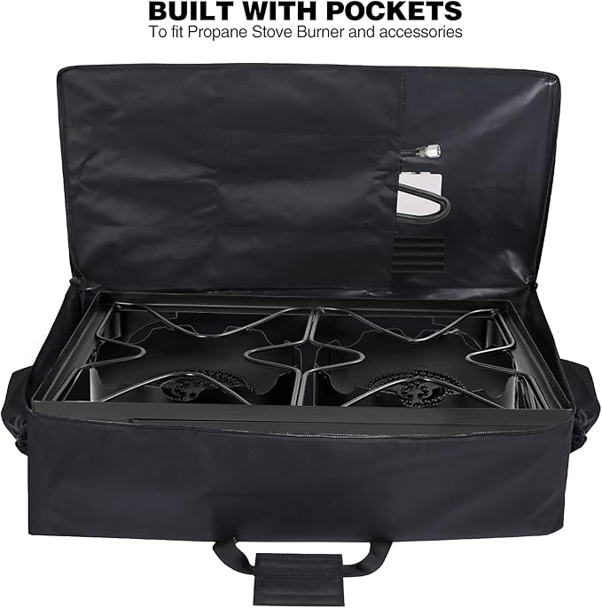 REDCAMP Camp Stove Burner Carry Bag for 2 Burner Stove, Large Stove Carry Case for Double Burner Stove Gas Grill Accessories, 34.5" L x 9" W x 16.5" H