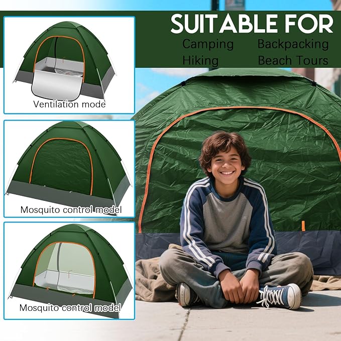 Camping Tents for Homeless Bulk Homeless Backpacking Supplies 2 Person Pop up Adult Waterproof Instant Easy Setup Tent for Hiking, Outdoor, Travel, Camping, Donation