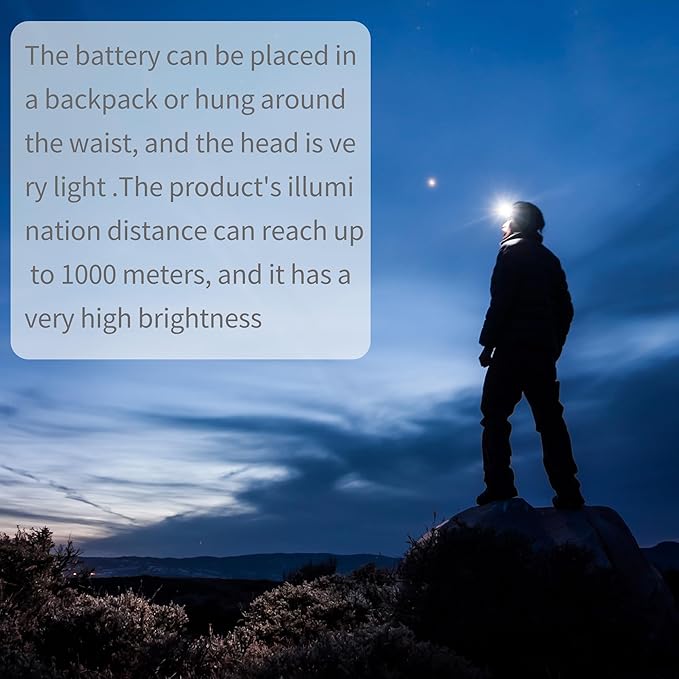High Power LED Headlamp Separate Design Outdoor Head lamp Waterproof Rechargeable Long Range Headlight Suitable for Camping Hiking Fishing Hunting