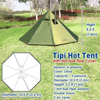 DANCHEL OUTDOOR Backpacking Hot Tent with Stove Jack, 4 Season Lightweight Tipi Tent for 2/4/6 Person Winter Camping Hunting, 10.5FT-16.4FT