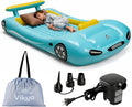 Vikua Inflatable Toddler Travel Bed with Safety Bumpers & Quick-Inflating Pump, Portable Blow Up Air Mattress for Kids with Carry Bag, for Home, Travel, Camping, Sleepovers, 330lbs Support (Blue)