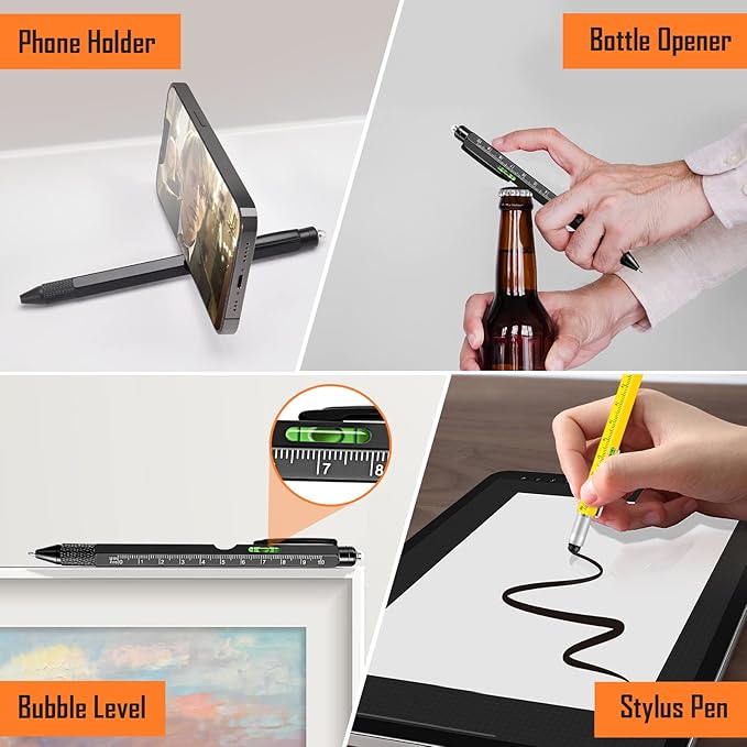 WEARXI Gifts for Men 9 in 1 Multitool Pen, Fathers Day Dad Gifts from Daughter Son, Birthday Gift for Men/Boyfriend Mens Gift for Dad/Him/Husband, Cool Gadgets, Camping Accessories