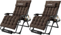 Amopatio Oversized Zero Gravity Chair, 29''W Reclining Camping Lounge Chair Upgraded Lock and Footrest, Folding Patio Recliner with Cup Holder, Removable Cushion & Headrest