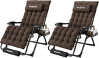 Amopatio Oversized Zero Gravity Chair, 29''W Reclining Camping Lounge Chair Upgraded Lock and Footrest, Folding Patio Recliner with Cup Holder, Removable Cushion & Headrest