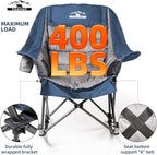 Oversized Rocking Camping Chairs Set of 2, Fully Padded Camp Chairs for Adults with Side Pocket and Cup Holder, Heavy-Duty 400lbs Capacity, Blue & Gray