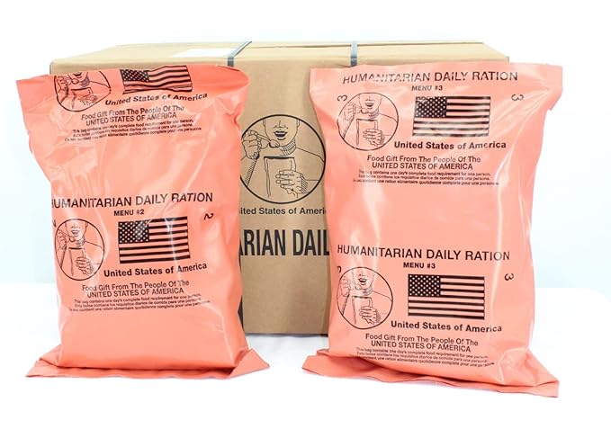 Ready to Eat Emergency Meal Kits - Humanitarian Daily Ration MRE Meals - Long Shelf Life Emergency Food Supply for Survival, Camping, and Emergency Preparedness