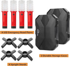 Twinkle Star Emergency Roadside Flares Kit LED Safety Strobe Road Warning Light Highway Beacon Alert Flare with Magnetic Base, Detachable Stand, Solid Storage Case (Set of 4) New