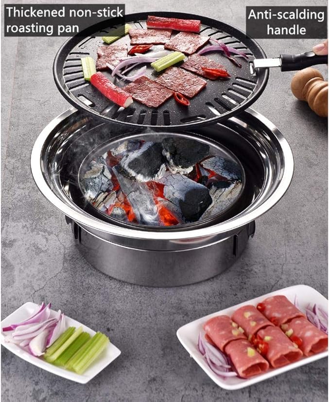 Multifunctional Charcoal Barbecue Grill, Household Korean BBQ Grill, Portable Camping Grill Stove, Tabletop Smoker Grill