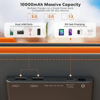 10000mah Solar Charger Power Bank, 30W Foldable Portable Solar Panel, Fast Charging with 1 Type-C & 2 USB-A Ports, Ipx5 Waterproof, for Phone, Tablets & Multiple Devices, Camping Outdoor Use