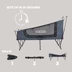 Kakadu Camping Tent Cot, 1 Person, 1 Minute Easy Setup, Folding, Compact, Elevated Tent with BlockOut Rain Fly, Awning Poles, Ultra-Fine Mesh Windows, and Carry Bag