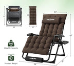 Amopatio Oversized Zero Gravity Chair, 29''W Reclining Camping Lounge Chair Upgraded Lock and Footrest, Folding Patio Recliner with Cup Holder, Removable Cushion & Headrest