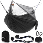 Sunyear Hammock Camping with Rain Fly Tarp and Net, Portable Camping Hammock Double Tree Hammock Outdoor Indoor Backpacking Travel & Survival, 2 Tree Straps,100% Waterproof