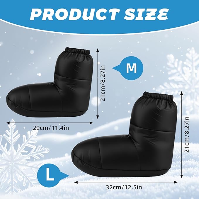 2 Pairs Camping Down Booties Warm Socks Ultralight Sleeping Foot Warmers for Men & Women Camp Backpacking Tent Sleeping Bag Warm up Booties