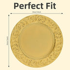 150 Pcs Gold Charger Plates Bulk, 13" Round Dinner Charger Plates, Decorative Plastic Embossed Table Chargers for Wedding Christmas Party Baby Shower Event Decoration (Gold)