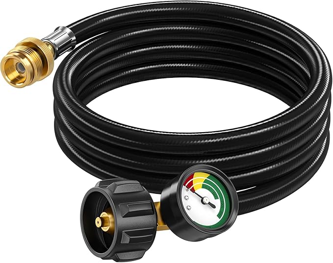 6ft Propane Hose Adapter 1lb to 20lb with Gauge, Propane Tank Adapters 1 lb to 20 lb Converter,5-40lb Propane Tank Hose Adapter for Buddy Heater/Weber Q Grill/Coleman Stove/Blackstone Griddle