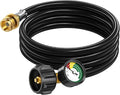 6ft Propane Hose Adapter 1lb to 20lb with Gauge, Propane Tank Adapters 1 lb to 20 lb Converter,5-40lb Propane Tank Hose Adapter for Buddy Heater/Weber Q Grill/Coleman Stove/Blackstone Griddle