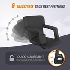 Wide Stadium Seat for Bleachers with Back Support -2 Pack Reclining Adults Camping Stadium Chair Extra Thick Cushion Bleacher Seats Waterproof Black
