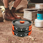 Camping Cookware Set, Portable Kitchen Utensil Kit, Kitchen Cooking with Folding Handle Travel Tableware Lightweight Bowls, Pot Pan Set for Family Outdoor Backpacking Hiking Picnic Camping BBQ