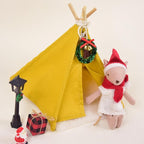 1:12 Dollhouse Camping Bed Tent, Mini Green Cloth Tent with Carpet, Miniature Outdoor Furniture Accessories for Bedroom,Patio and Garden for Teens & Adults