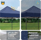 10x10 Durable Pop Up Canopy Tent with Sidewalls, Waterproof Attachable Tent Wall, Privacy Shade for Outdoor Events, Camping, Farmers Market (Navy Blue)