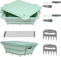 9-IN-1 Collapsible BBQ Prep Tub with Cutting Board, Portable Grill Prep Station with Side Brackets, Lids, Knives, Meat Claws and Drain Rack, Space-Saving for Kitchen, RV, Camping, Green