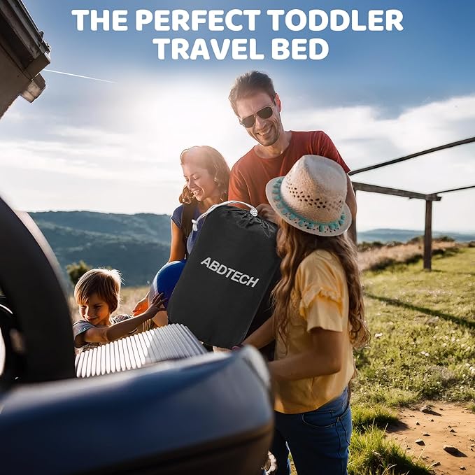 Inflatable Toddler Travel Bed - 64 Inches Portable Toddler Air Mattress with Four Safety Sides - High-Speed Pump and Carry Bag - Comfortable Mattress & Easy to Inflate and Deflate - Black