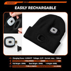 LED Beanie Hat with Light, USB Rechargeable LED Headlamp, Gifts for Men, Mens Gifts, Birthday Gifts for Women Him Dad Husband, Boyfriends, Black, 2PCS