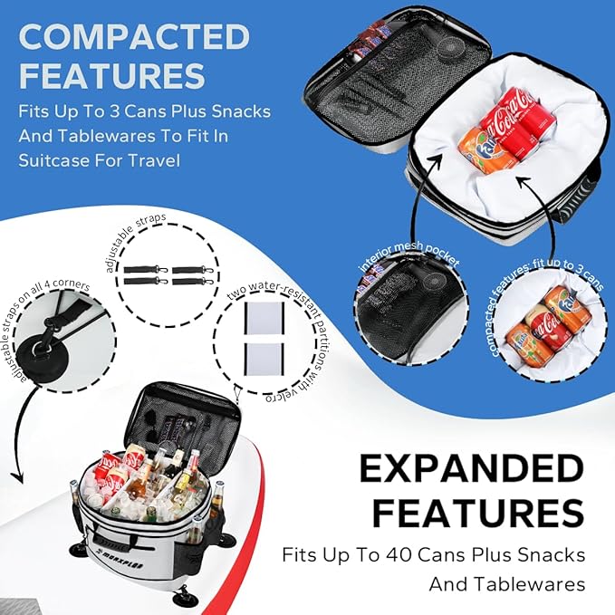 Waterproof PVC Material Paddleboard Cooler Deck Bag,40 cans Sup Deck Cooler Bag,Cooler Bag for Paddleboard,Lunch Box Cooler Insulated Bag,Camping Cooler Bag,Kayak Cooler Bag