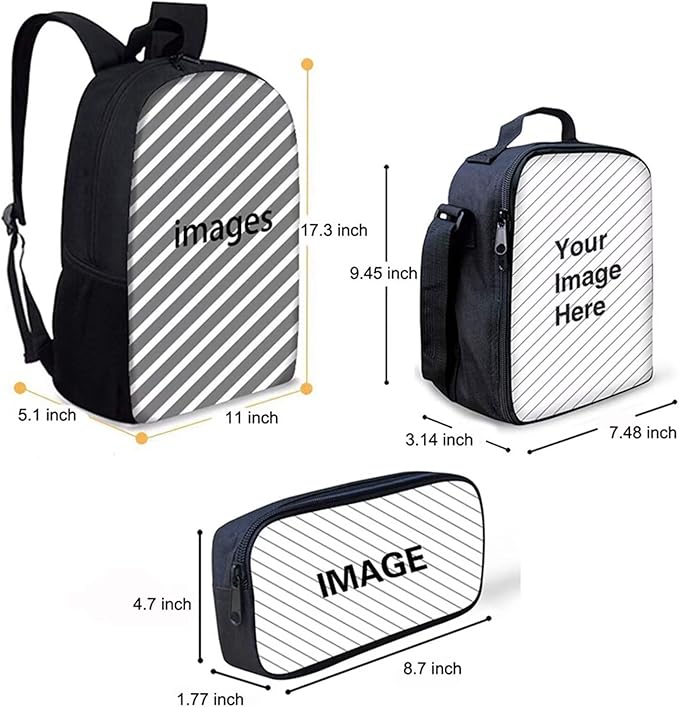 Horeset Trippy Frog Print Backpack for Kids Bookbag Casual Pencil Bag Picnic Lunch Bag Set of 3, Middle School Satchel Laptop Bags for Sports Travel Camping