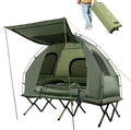 Goplus Camping Tent Cot, 5-in-1 Folding Camping Bed with Air Mattress, Pillow, Sleeping Bag, Waterproof Elevated Tent Shelter, Portable Outdoor Sleeping Cot with Carry Bag for Picnic, Trip
