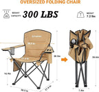 KingCamp 2 Pack Oversized Camping Chair for Adults Folding Chairs Heavy Duty 300lbs Camp Chair Padded Outdoor Chair with Cooler Bag, Cup Holder, Side Pocket for Garden Fishing Picnic Sports…