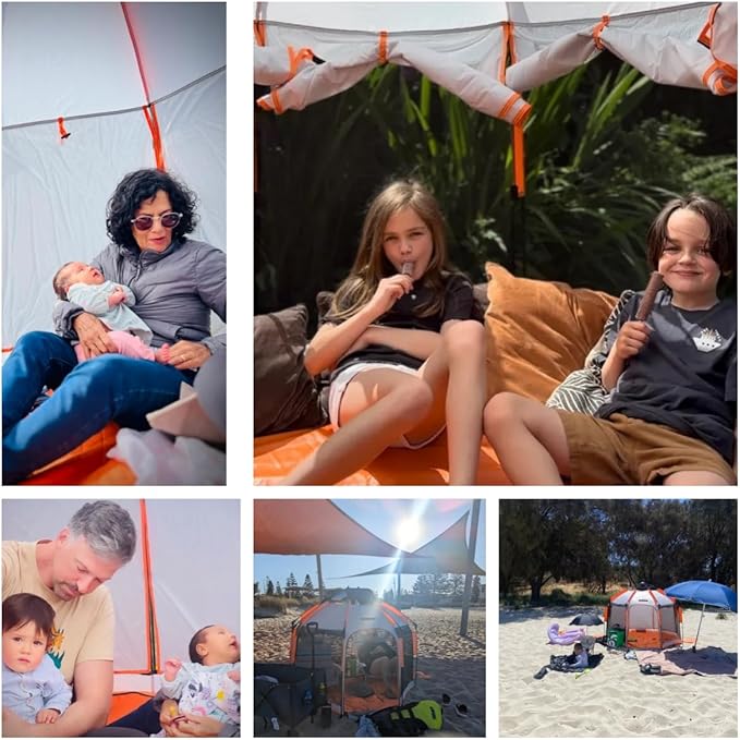 Beach Pop Up Tent & Sun Shelter - 5 Sec Setup | Adjustable Sunshade, Nano Water/Mosquito Proof UPF 50+ | for Camping, Picnic, Sports, Concert Set w/Storage