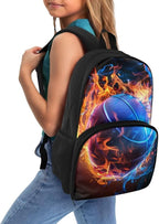 Casual Bookbag Laptop Backpacks Hiking Outdoor Insulated Unisex Lunch Cooler Backpack All In One Food Backpack Meal Bag Travel Work Daypack for Men Women, Fire Flame Basketball