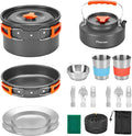 21Pcs Camping Cookware Mess Kit for 2, Lightweight Camping Kitchen Pots and Pans Set, Portable Cooking Essentials for Backpacking, Hiking and Picnic