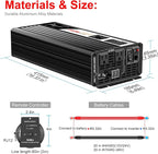 Xijia 2500W Pure Sine Wave Inverter，48V to 120V AC Converter for Home，Solar Systems，Remote and Bluetooth Control for Truck，Camping，with 2 US AC Socket，Surge Power 5000W